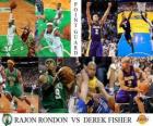 Τελικοί του ΝΒΑ 2009-10, πλέι μέικερ, Rondon Rajon (Σέλτικς) vs Derek Fisher (Λέικερς)